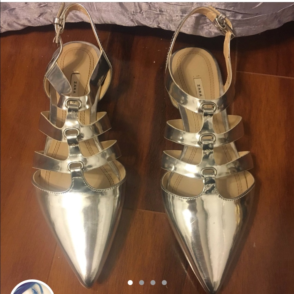 Silver Metallic cute flats